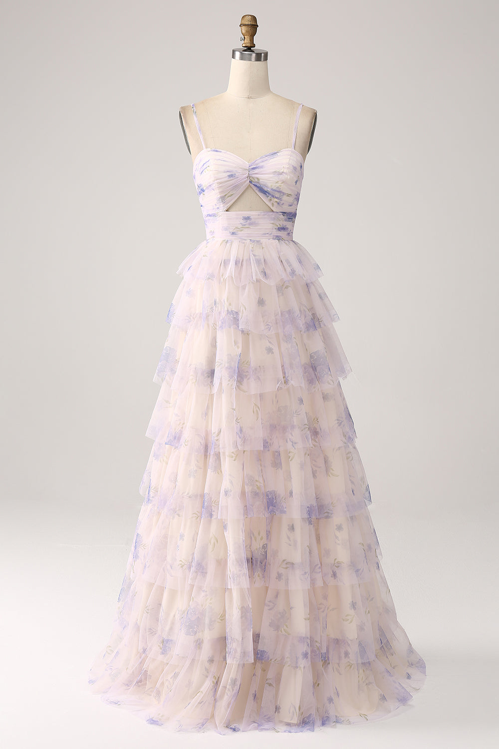 Robe de bal de princesse à volants fleur de lavande avec plissé
