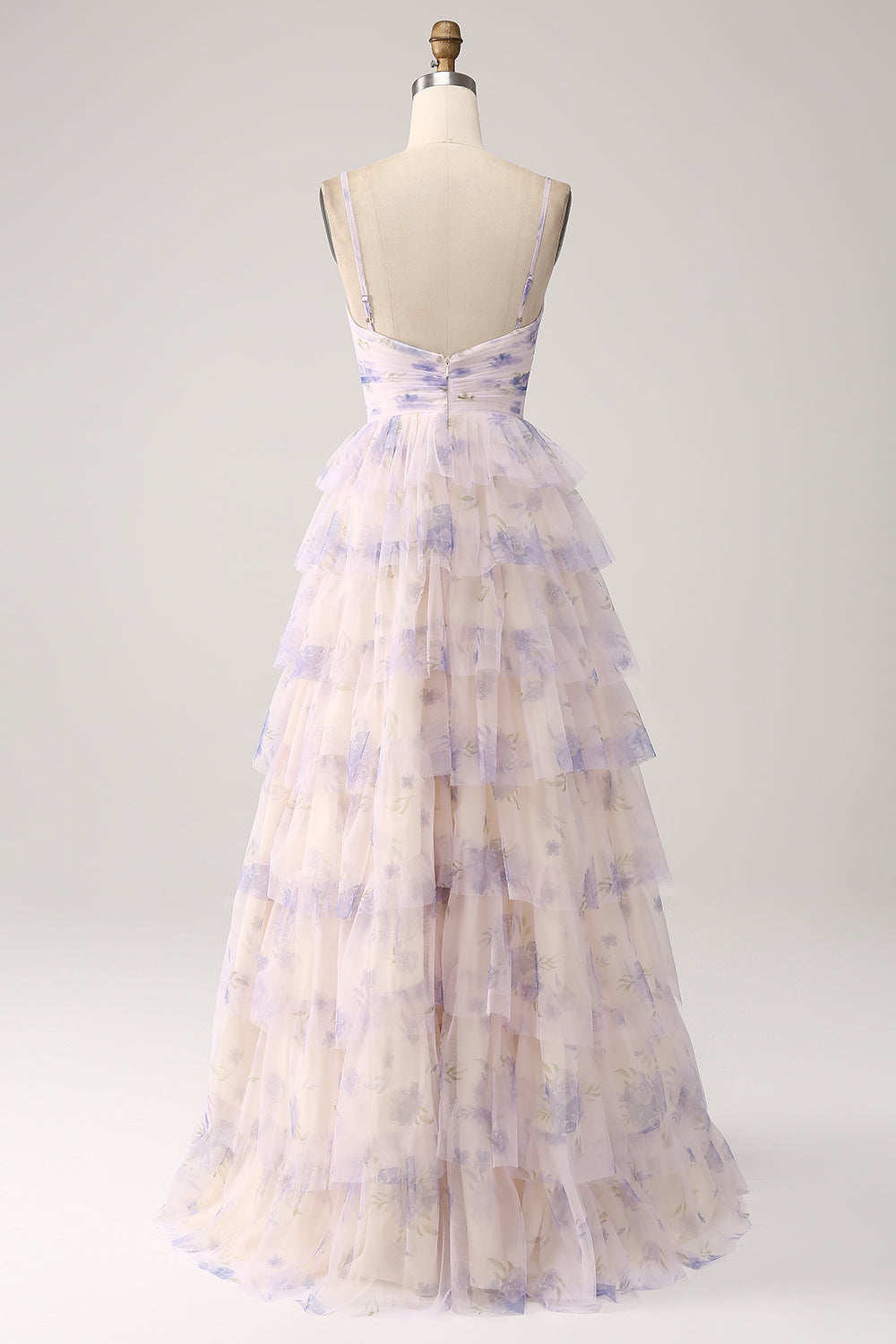 Robe de bal de princesse à volants fleur de lavande avec plissé