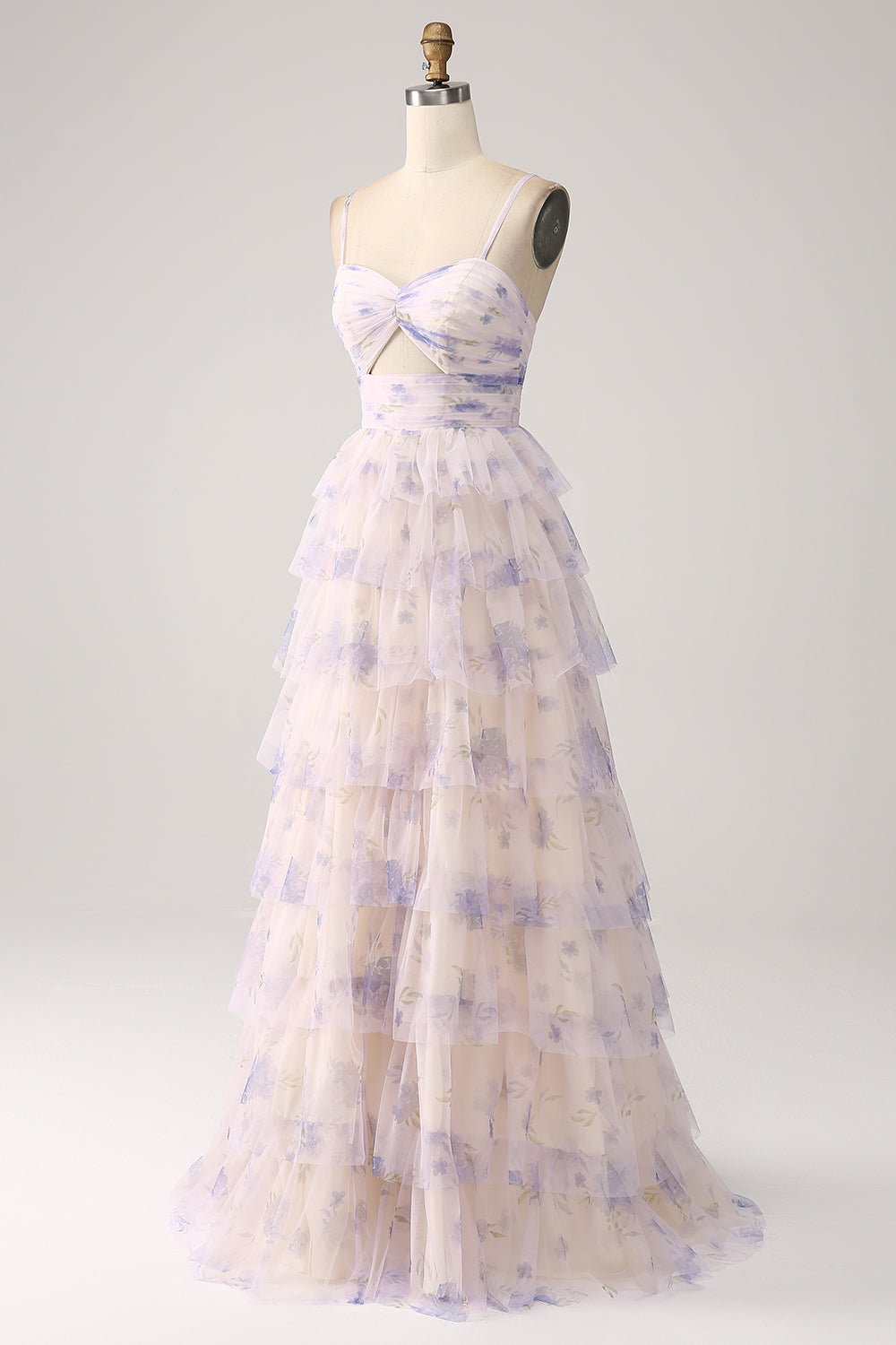 Robe de bal de princesse à volants fleur de lavande avec plissé