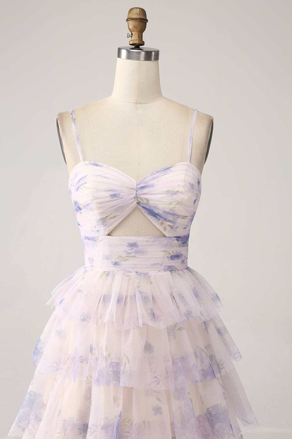 Robe de bal de princesse à volants fleur de lavande avec plissé