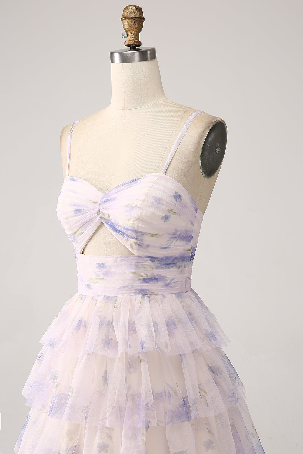 Robe de bal de princesse à volants fleur de lavande avec plissé