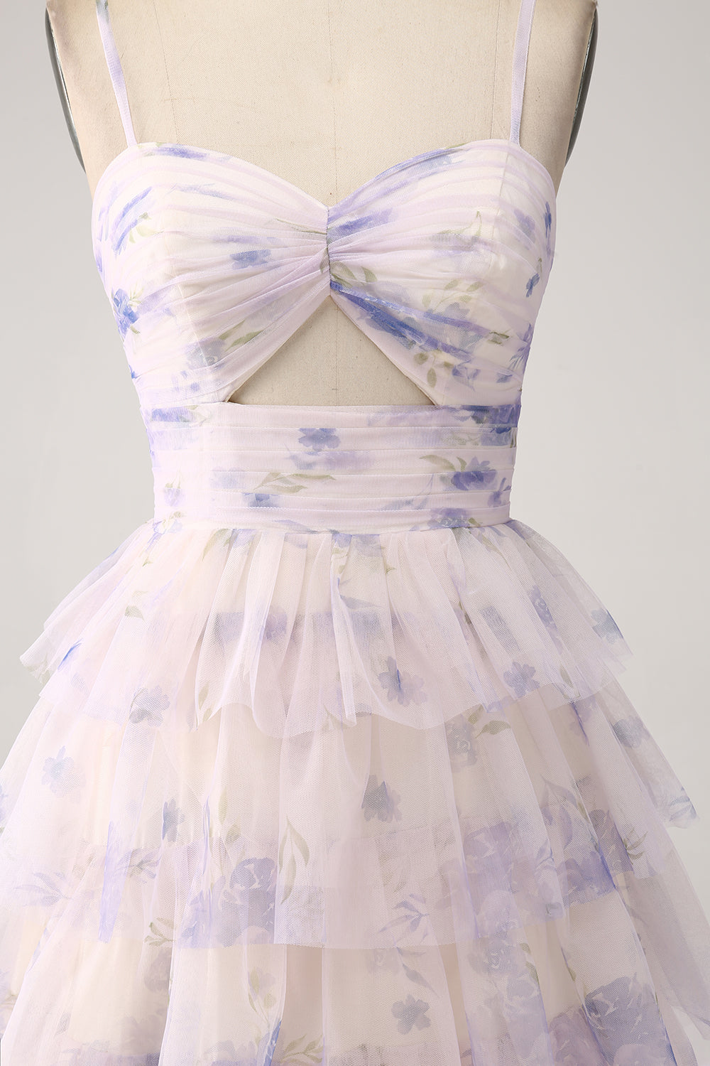 Robe de bal de princesse à volants fleur de lavande avec plissé