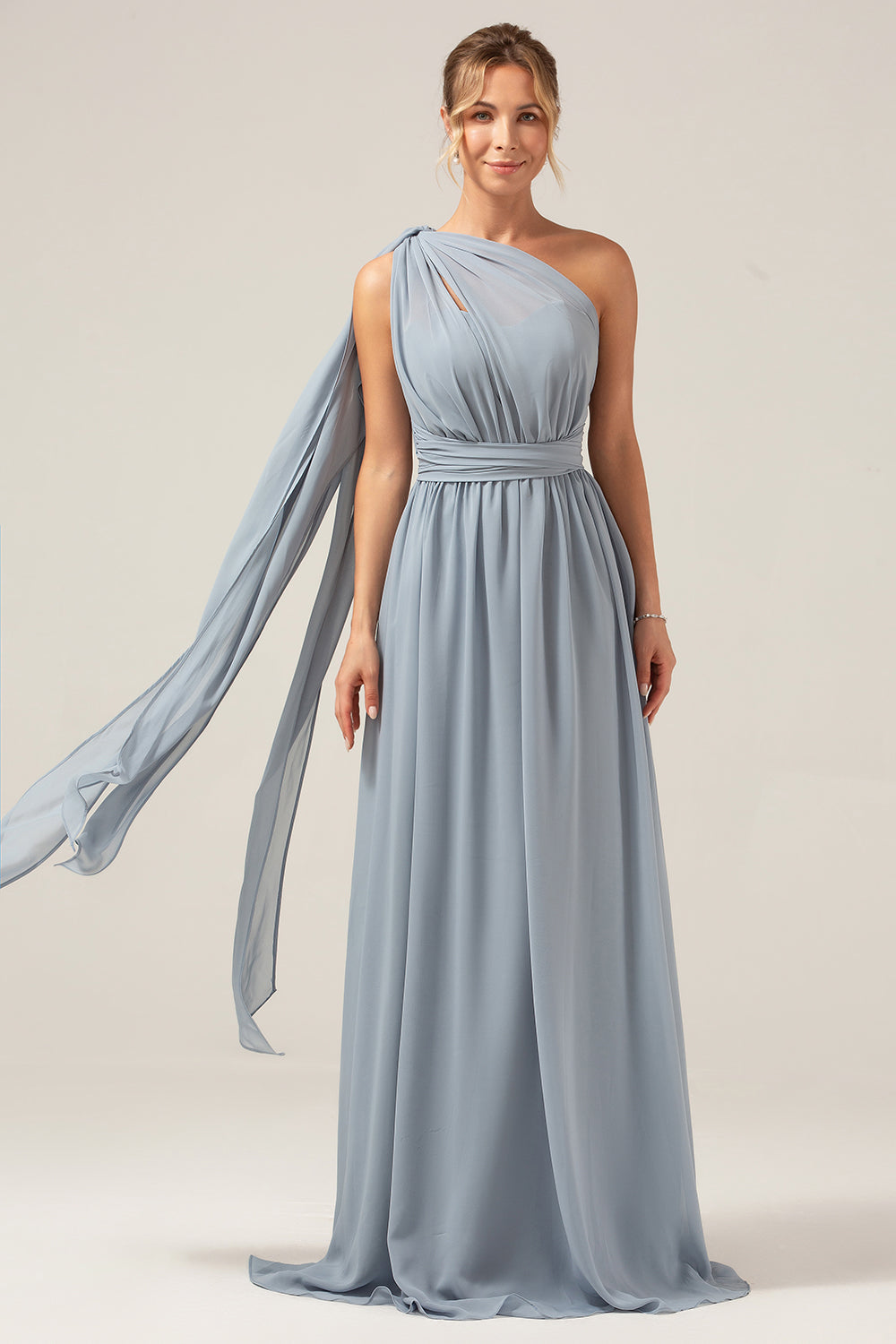 Robe longue de maternité en mousseline bohème convertible bleu poudré