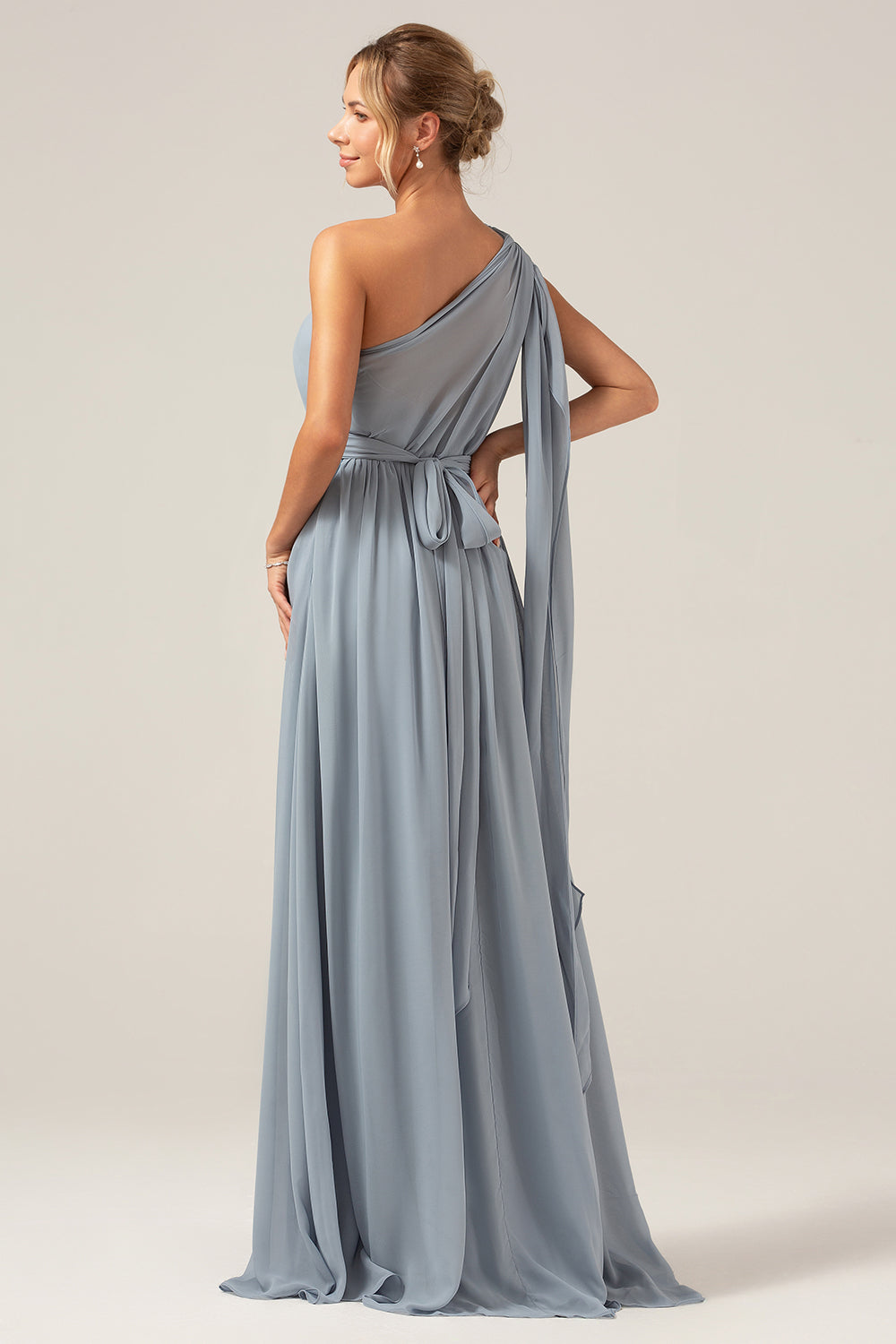 Robe longue de maternité en mousseline bohème convertible bleu poudré