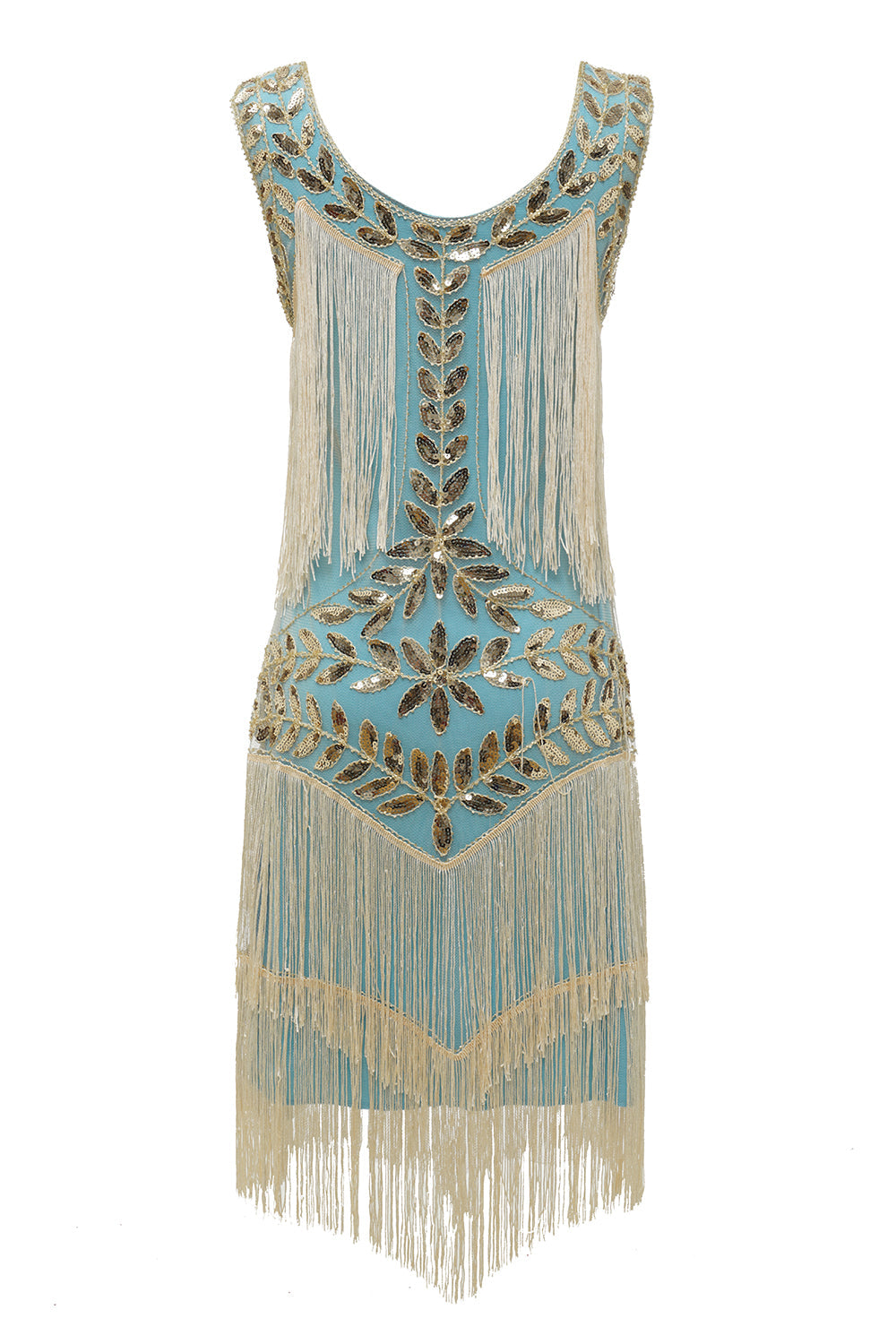 Robe Charleston Gatsby Grande Taille Champagne Années 20 à Sequins et Franges