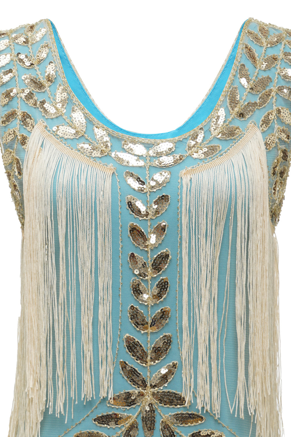 Robe Charleston Gatsby Grande Taille Champagne Années 20 à Sequins et Franges