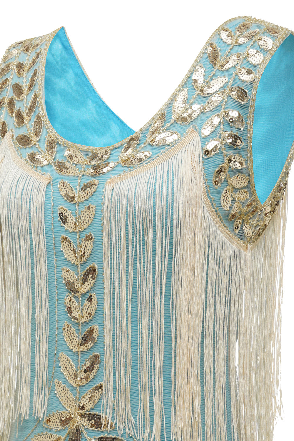 Robe Charleston Gatsby Grande Taille Champagne Années 20 à Sequins et Franges