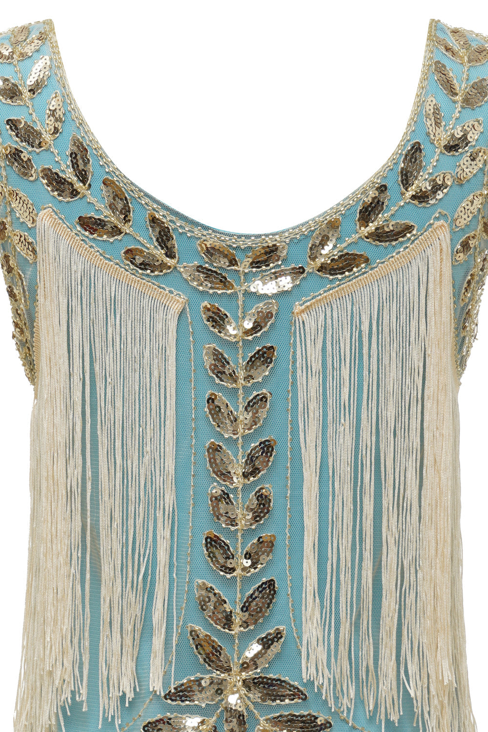 Robe Charleston Gatsby Grande Taille Champagne Années 20 à Sequins et Franges