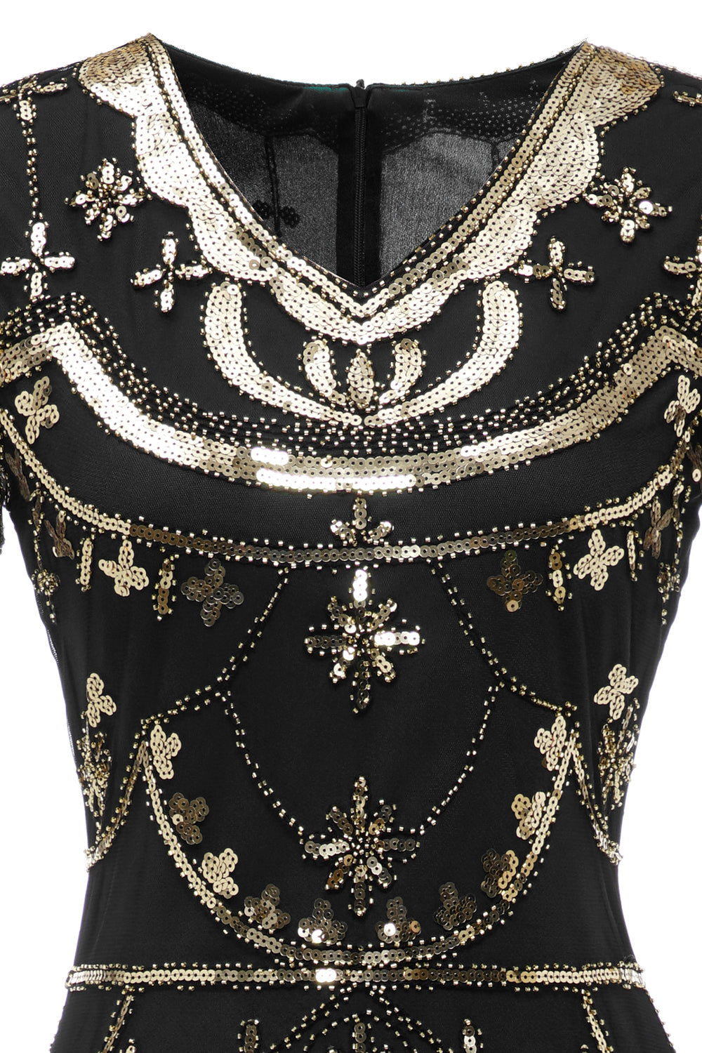 Sequins Black Long 1920s Dress