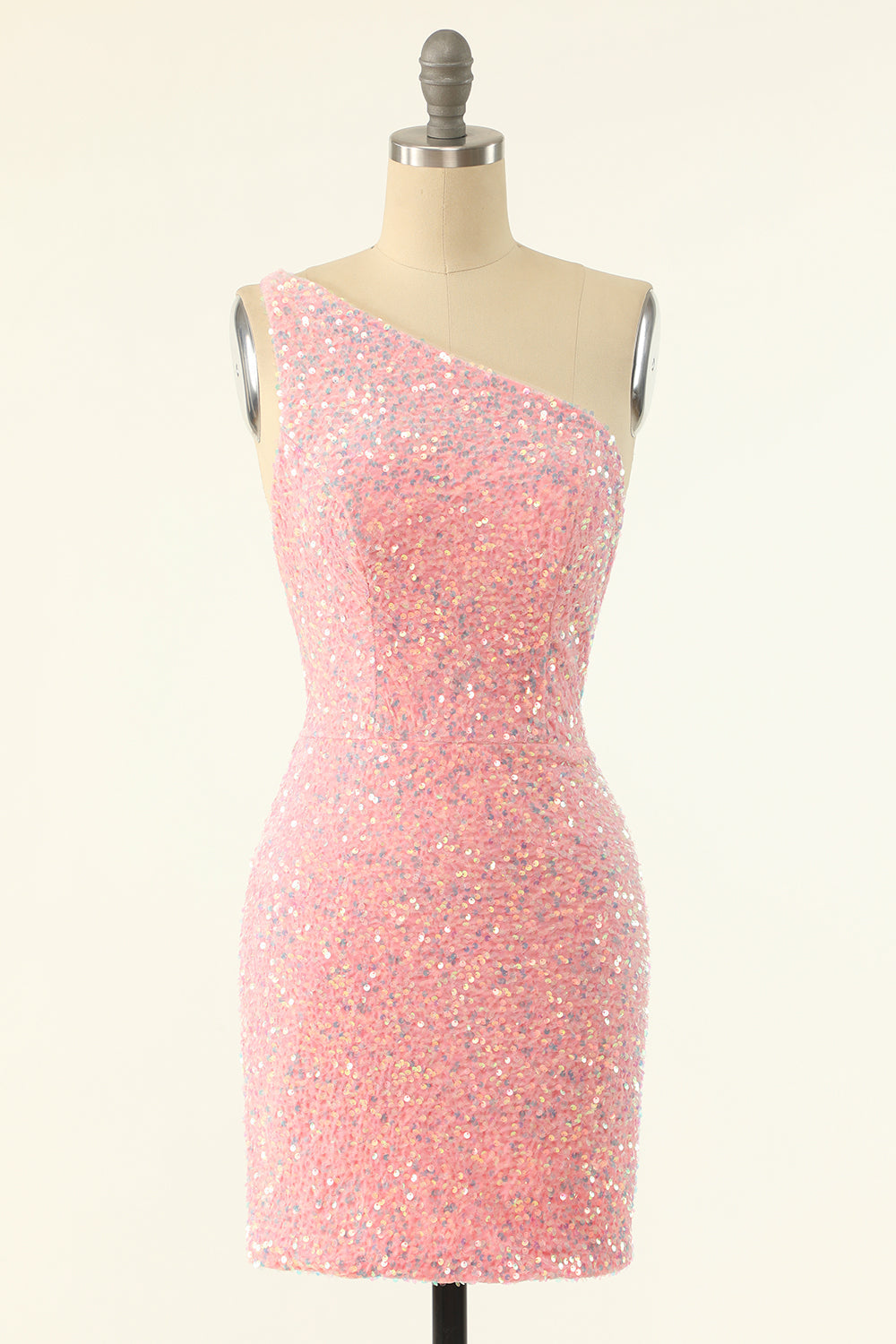 Purple One Shoulder Sequins Graduation Dress