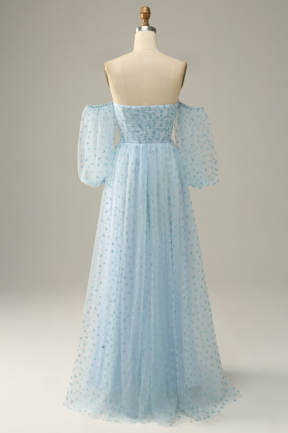 Sky Blue Off-the-Shoulder Prom Dress