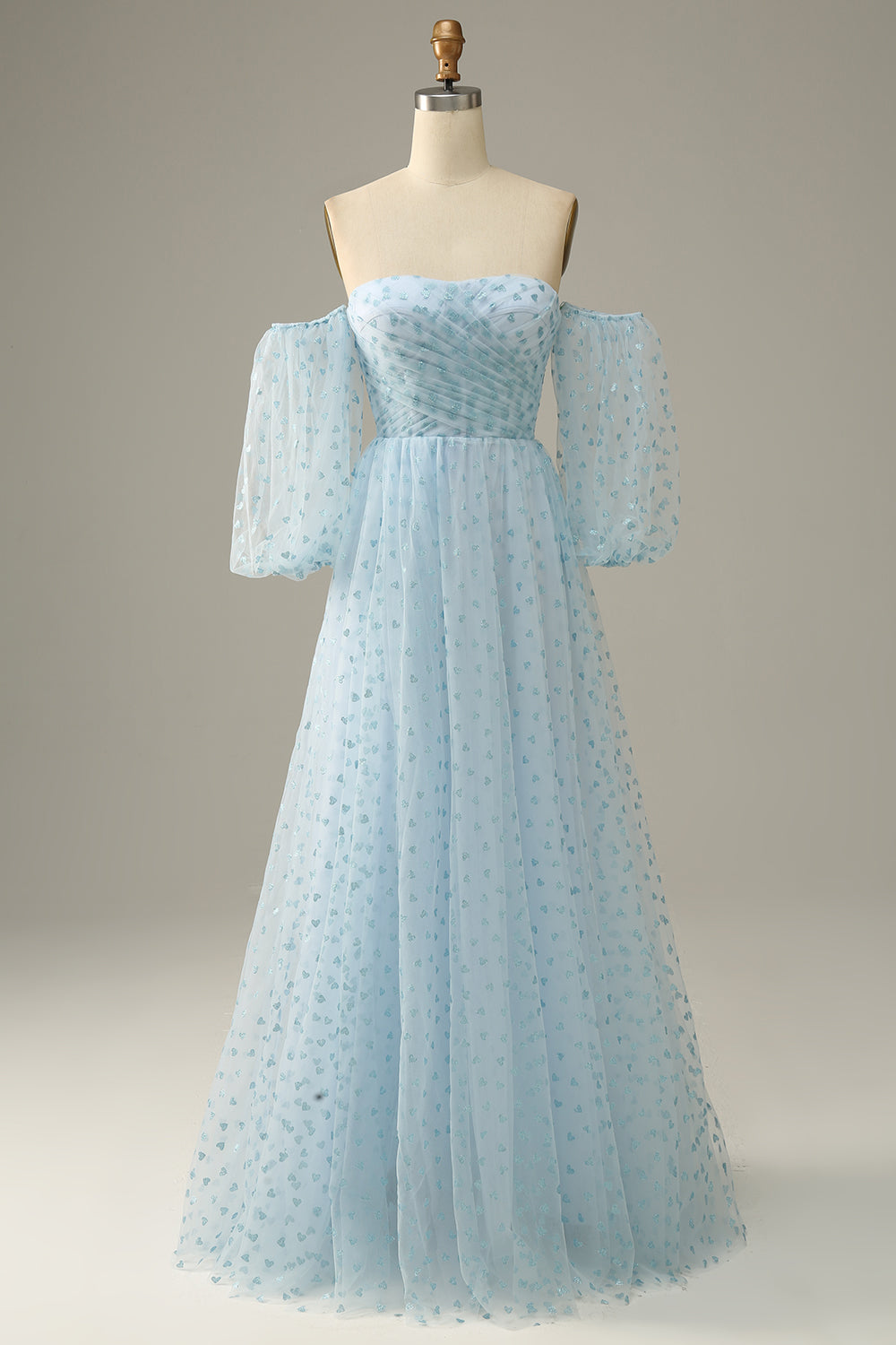 Sky Blue Off-the-Shoulder Prom Dress