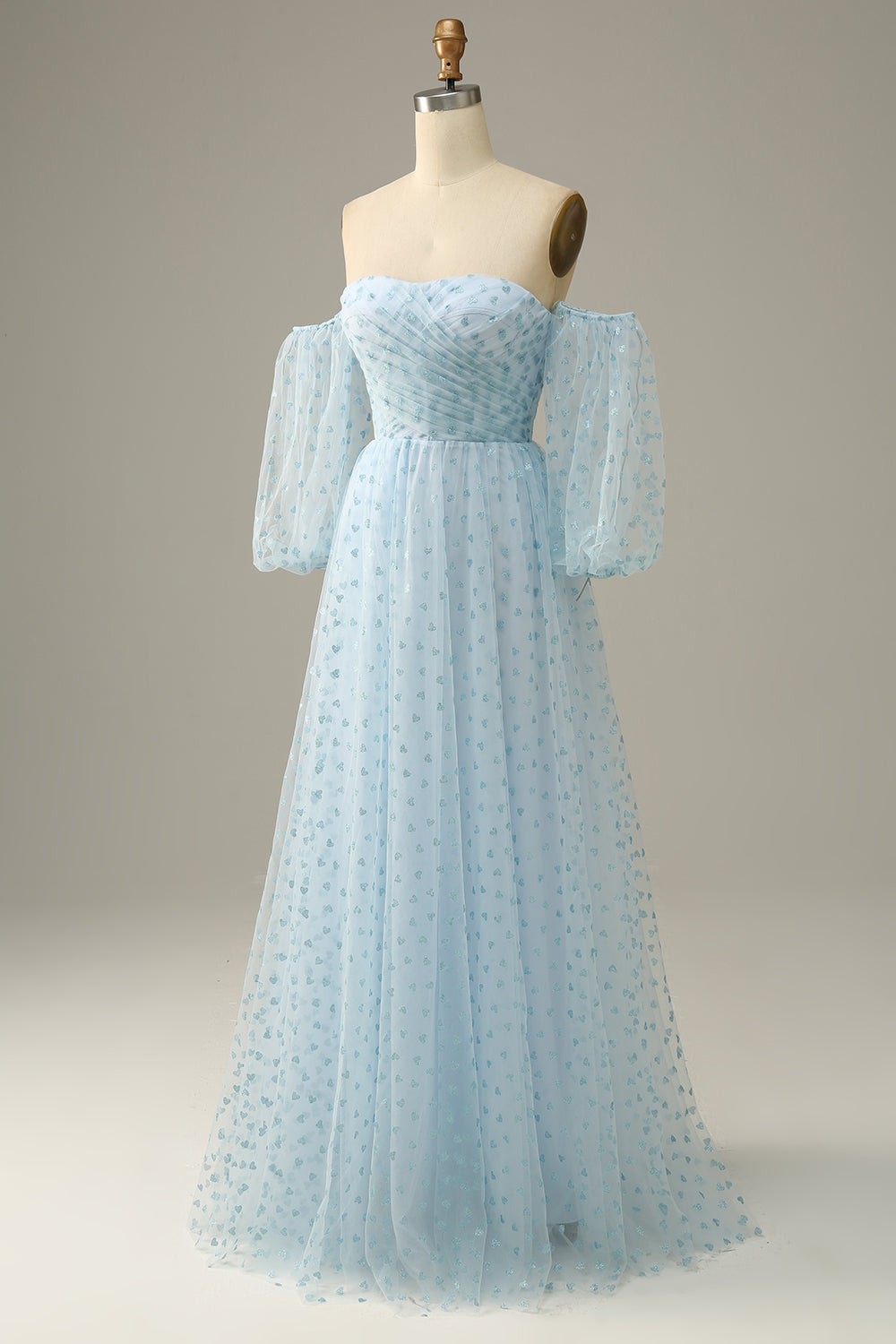 Sky Blue Off-the-Shoulder Prom Dress