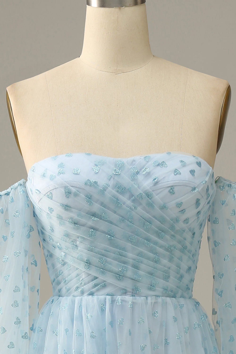 Sky Blue Off-the-Shoulder Prom Dress