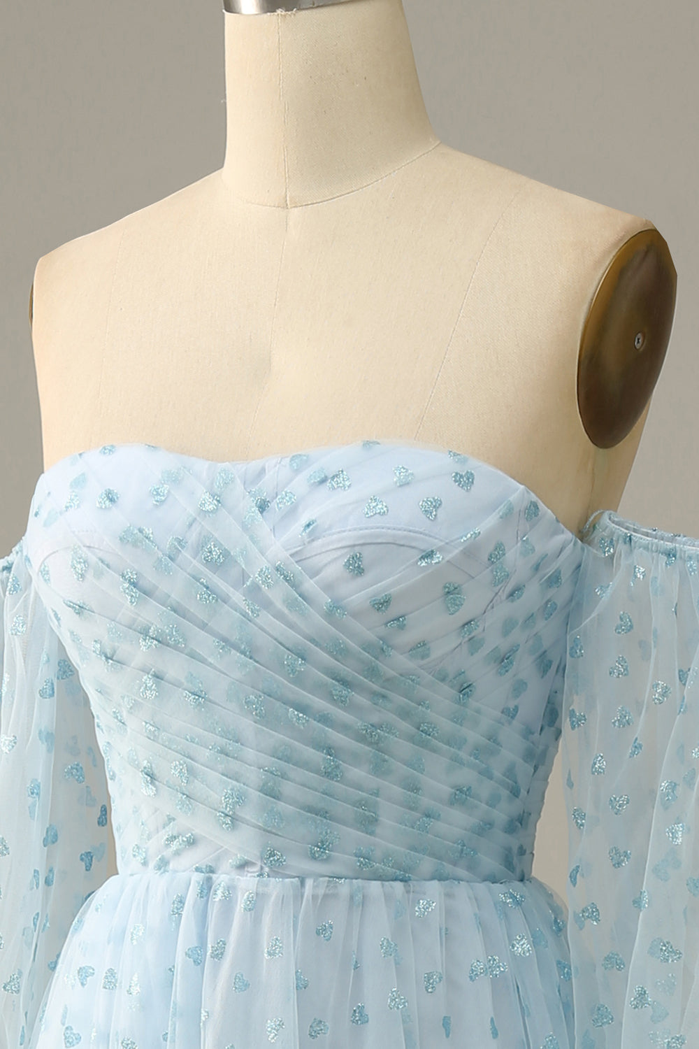 Sky Blue Off-the-Shoulder Prom Dress