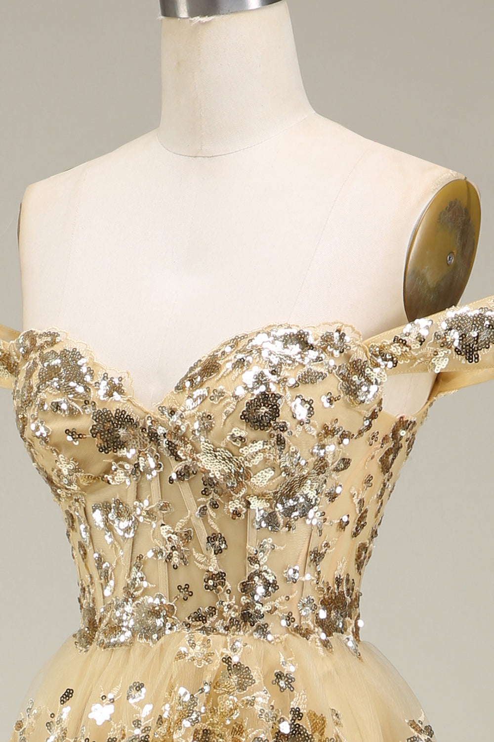 Robe de soirée corset bleu foncé, épaules dénudées et fente