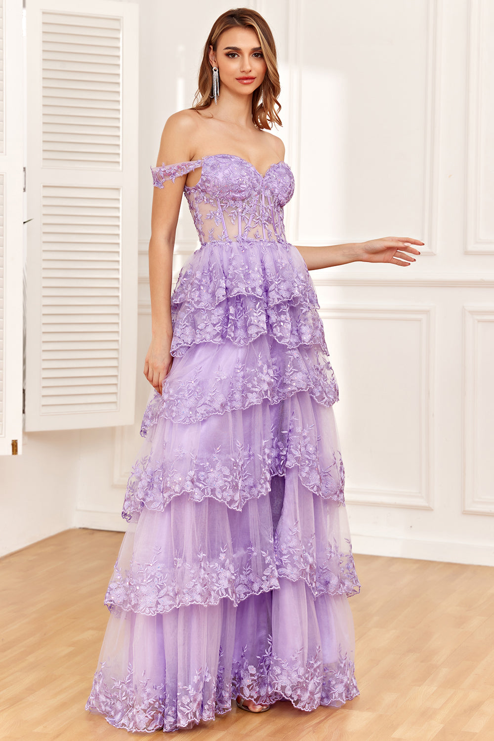 Robe de soirée corset bleu foncé, épaules dénudées et fente