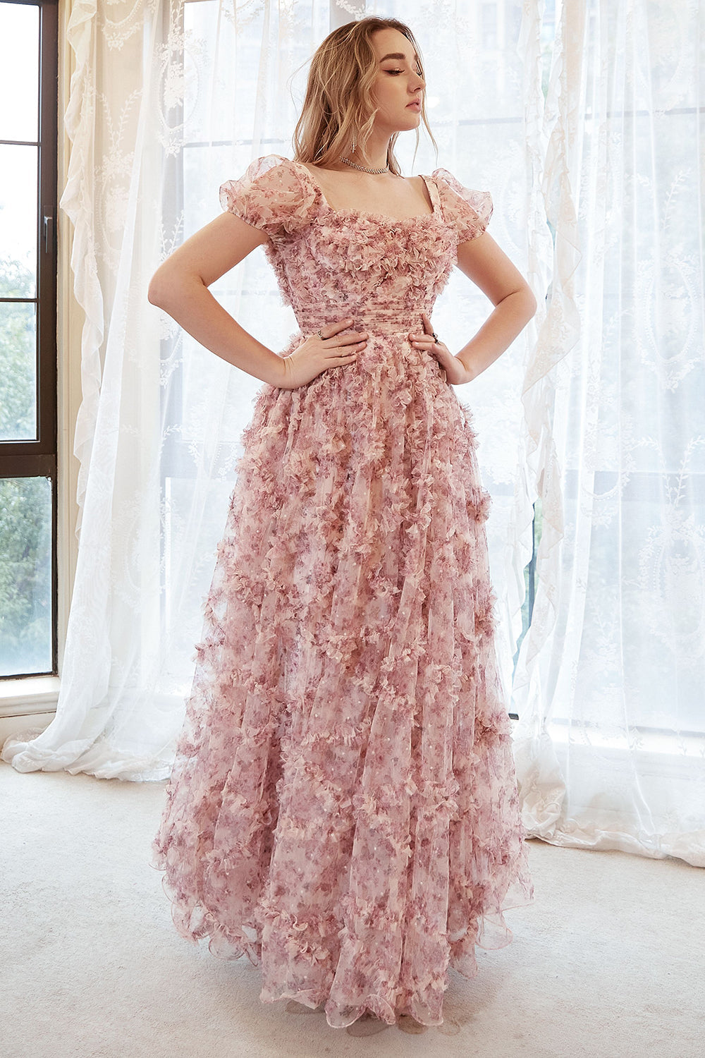 A-Line Sweetheart Ivory Red Flower Plus Size Prom Dress