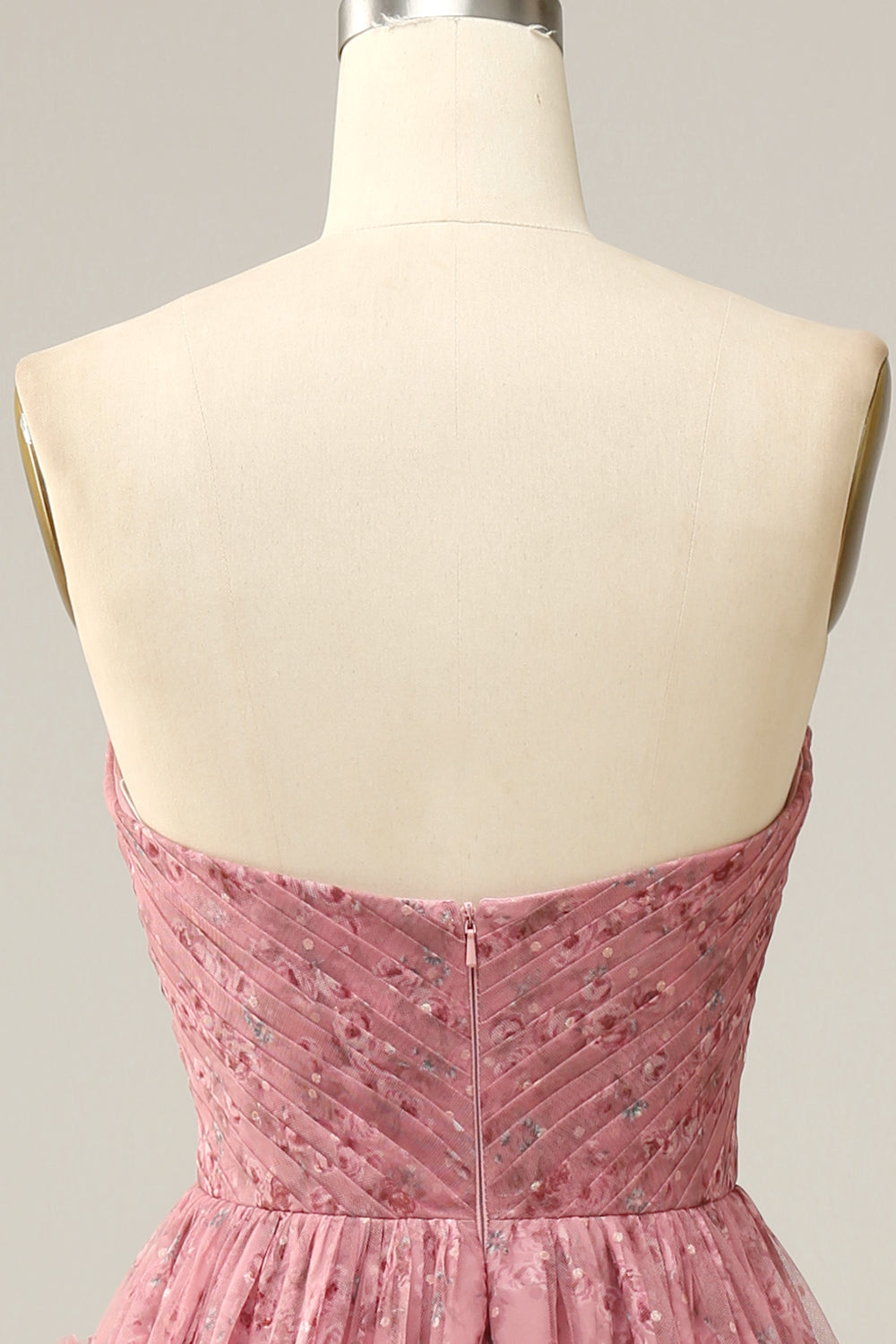 Robe de bal trapèze en mousseline florale violette Sweetheart avec volants