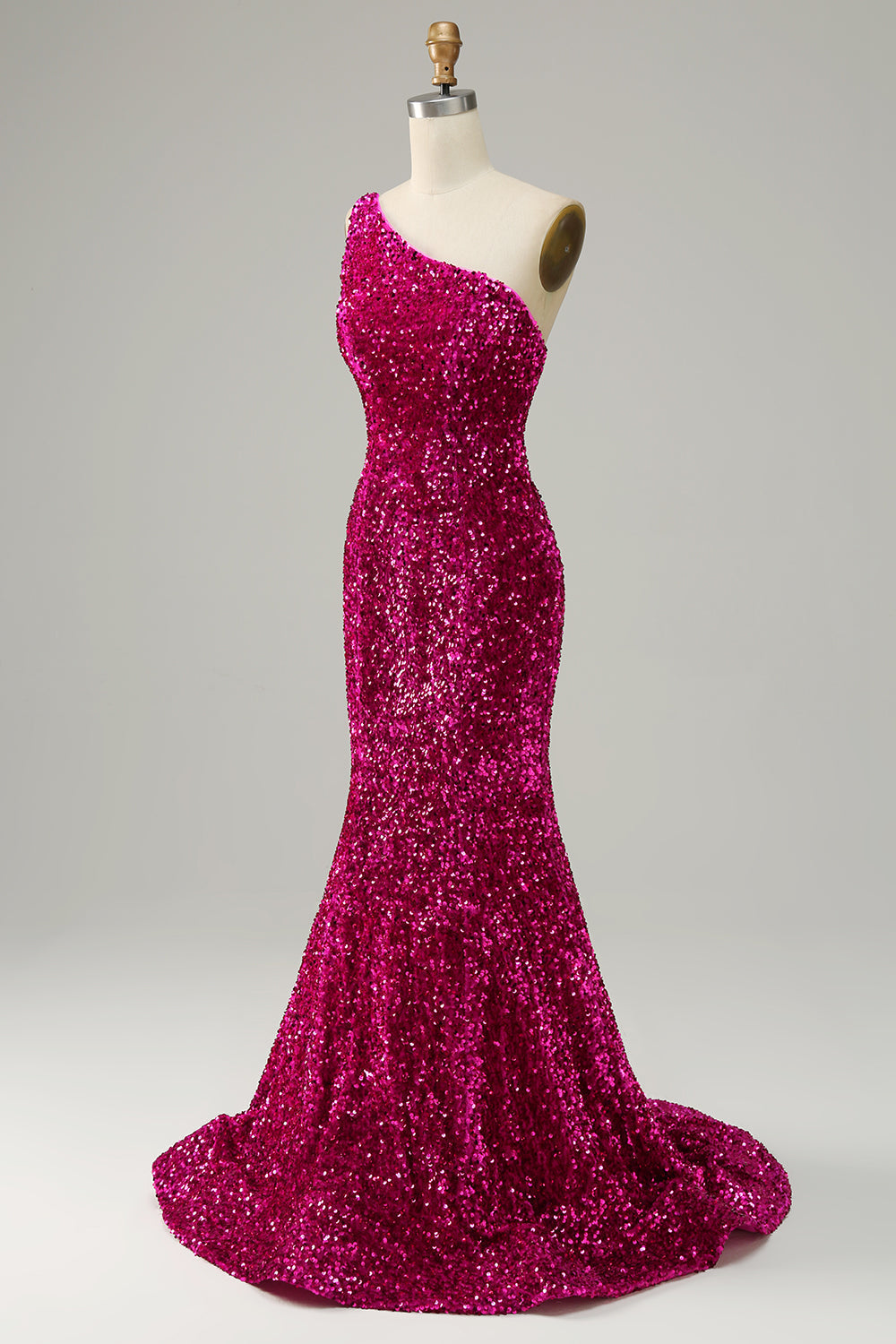 Robe de bal sirène à paillettes et à une épaule