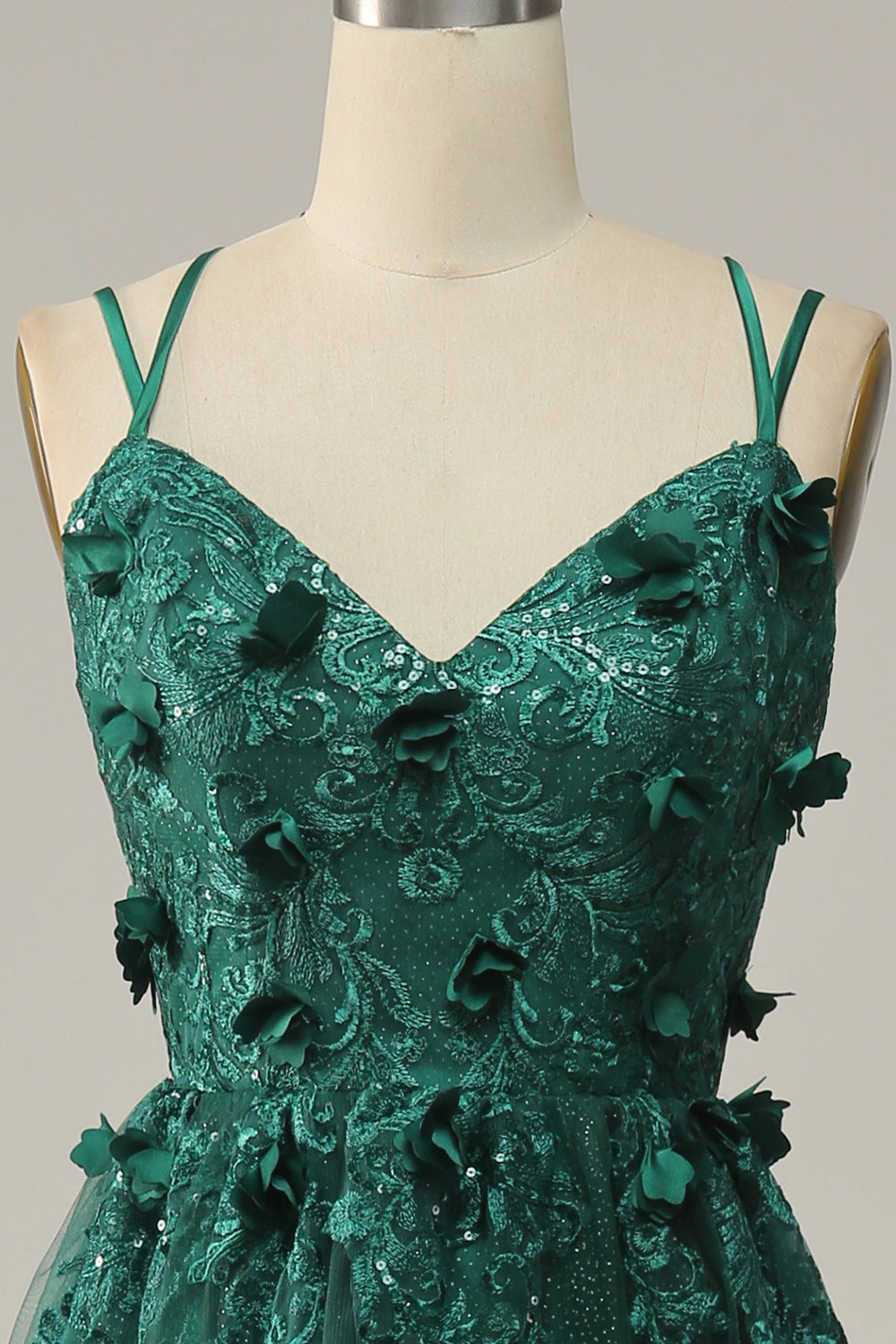Robe de bal en tulle ligne A vert foncé avec fente