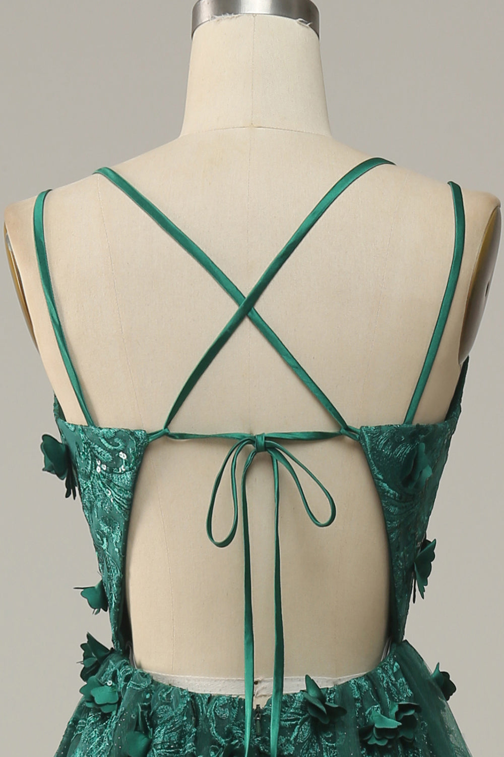 Robe de bal en tulle ligne A vert foncé avec fente