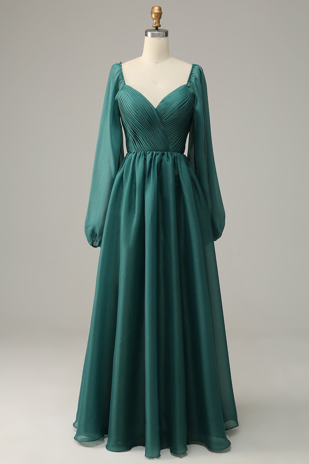 Off-the-Shoulder Long-Sleeve Ruffle Prom Dress