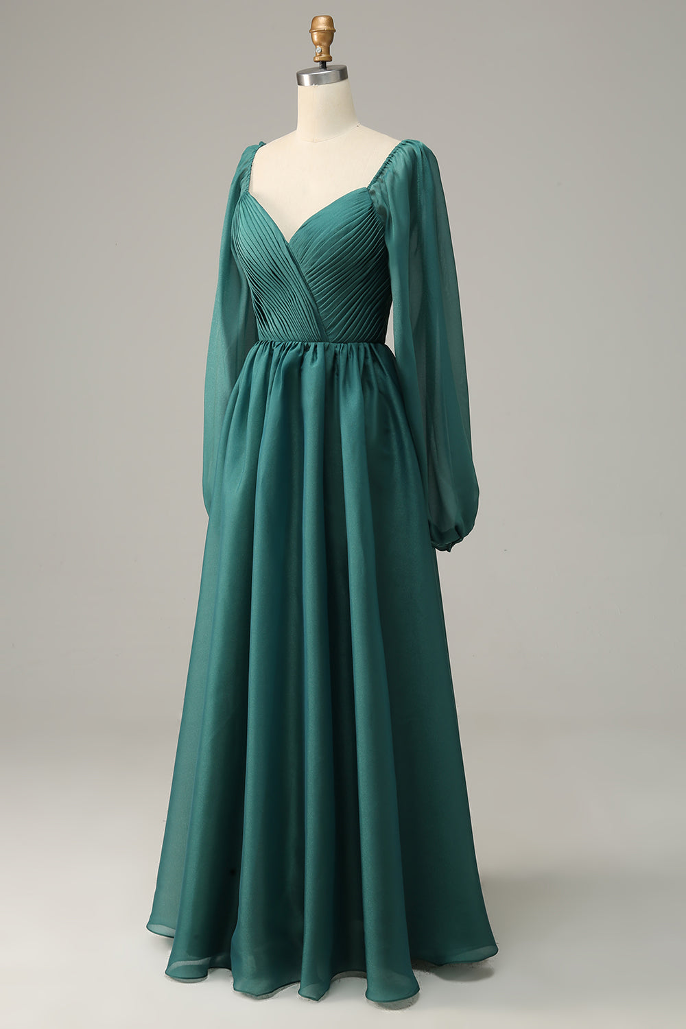 Off-the-Shoulder Long-Sleeve Ruffle Prom Dress