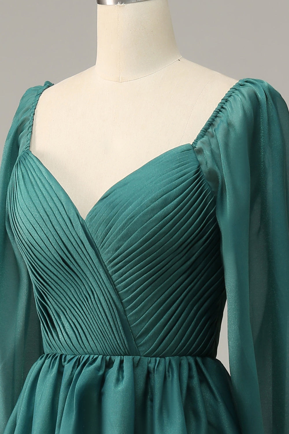 Off-the-Shoulder Long-Sleeve Ruffle Prom Dress