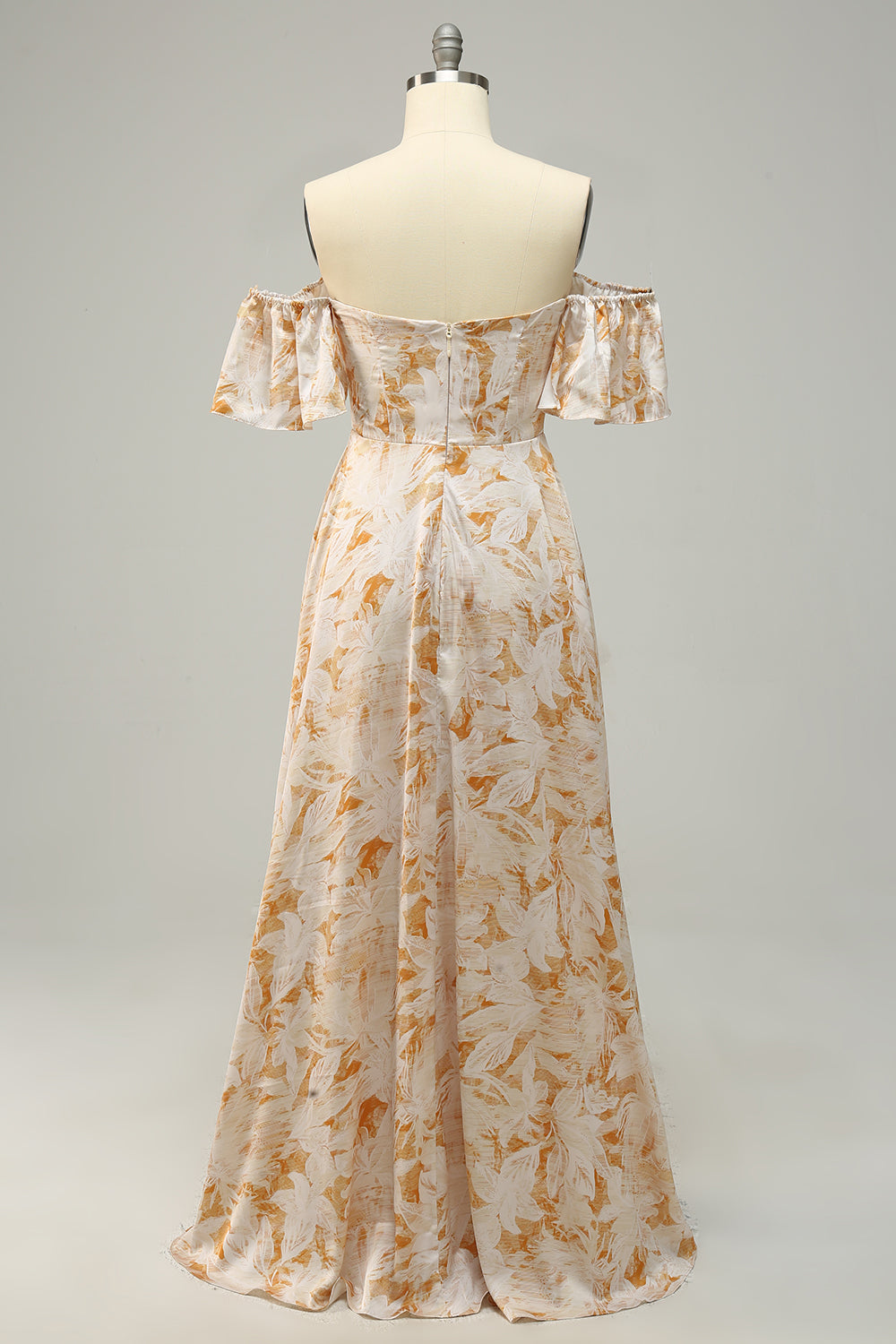 Robe de demoiselle d'honneur longue jaune à épaules dénudées