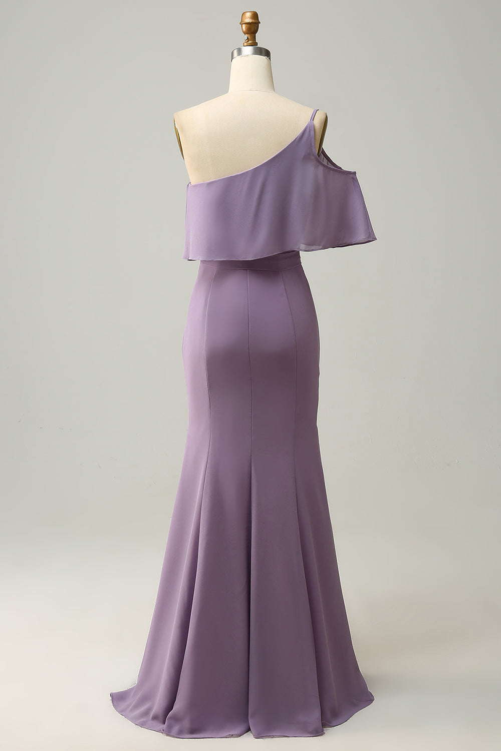 Robe de demoiselle d'honneur violette taille plus avec fente, fourreau asymétrique à une épaule