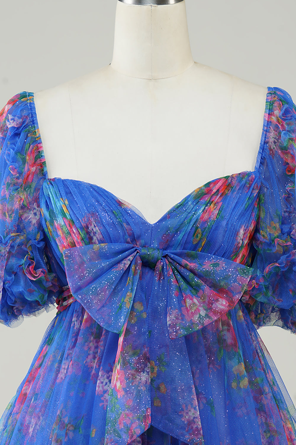 Hot Pink Printed Cute Homecoming Dress with Bow