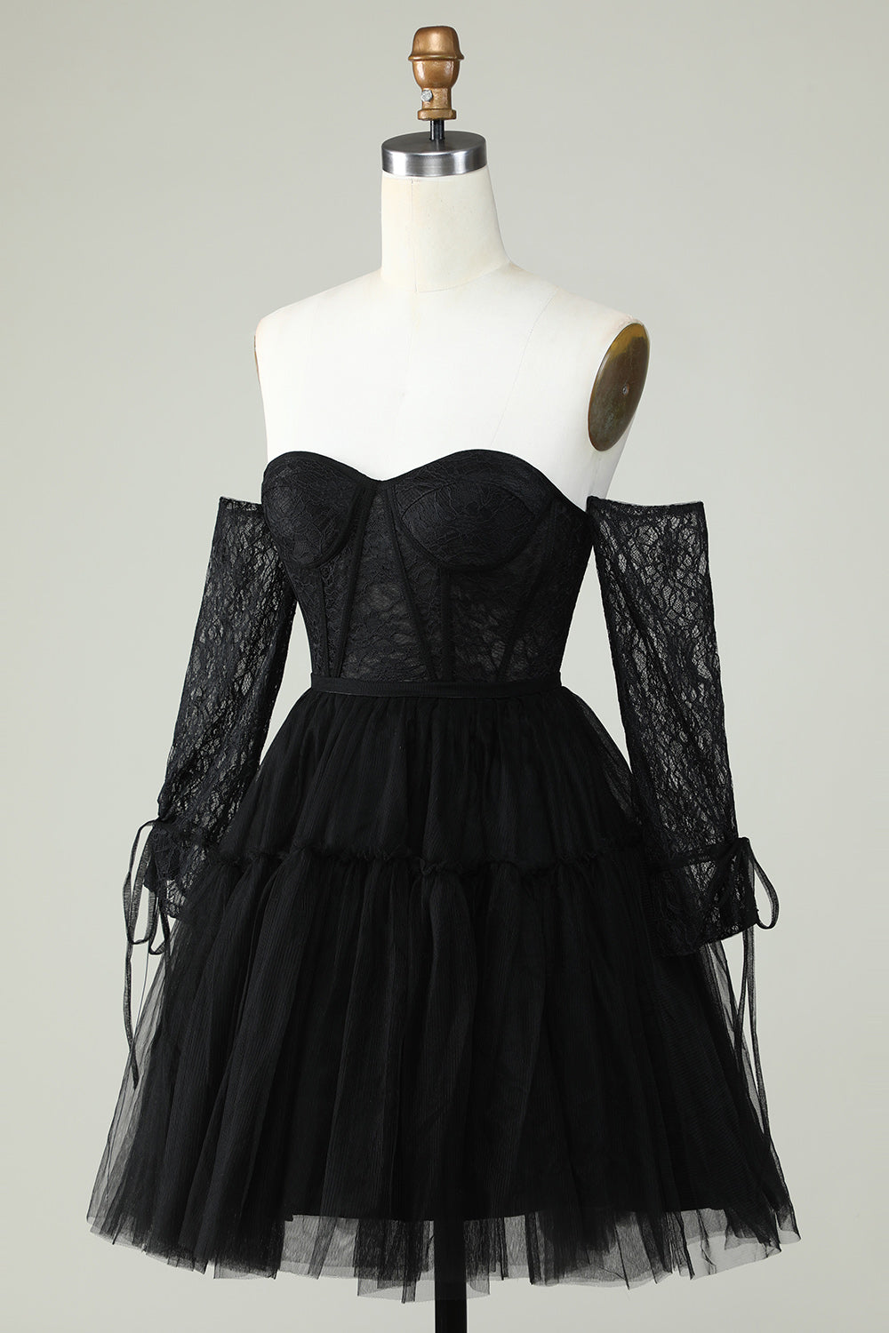 Robe de remise de diplôme noire bustier à manches longues