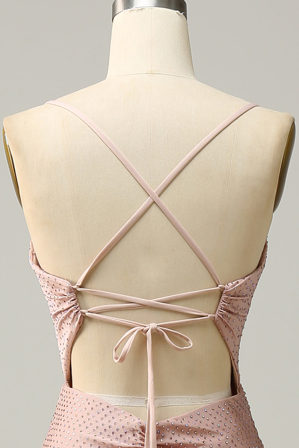 Robe de bal longue sirène bleu roi à bretelles spaghetti et perles