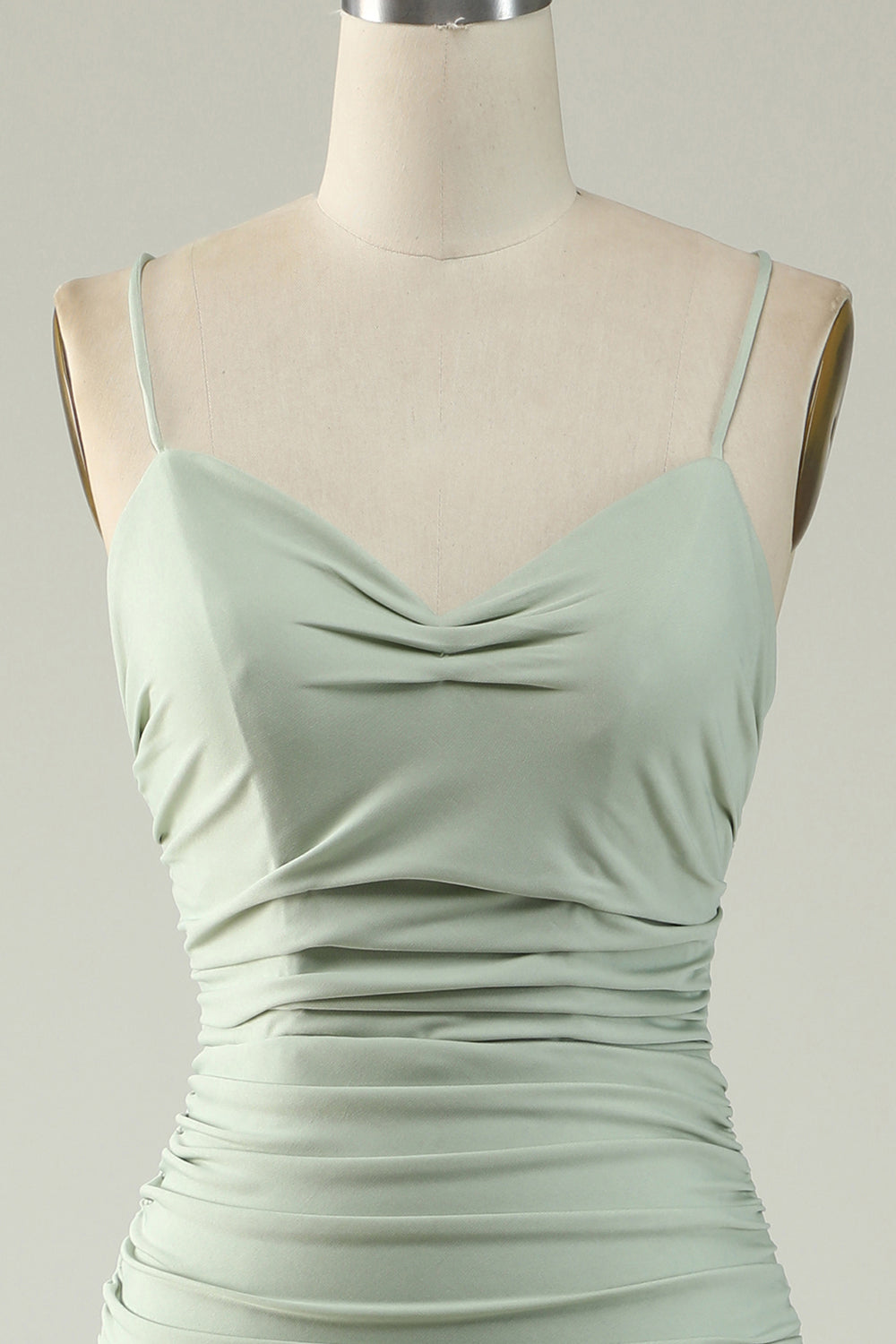 Robe de bal sirène grise à bretelles spaghetti grande taille avec dos croisé