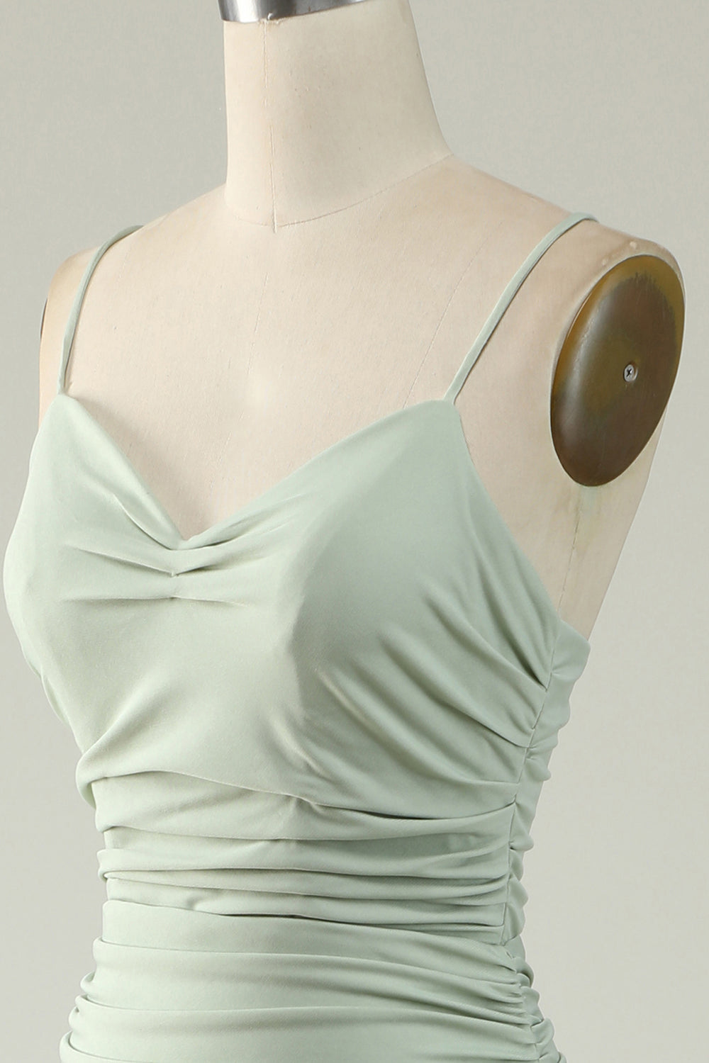 Robe de bal sirène grise à bretelles spaghetti grande taille avec dos croisé