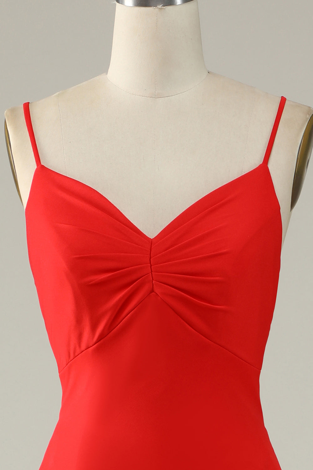 Robe de soirée sirène bleu marine taille plus à bretelles spaghetti et fente frontale