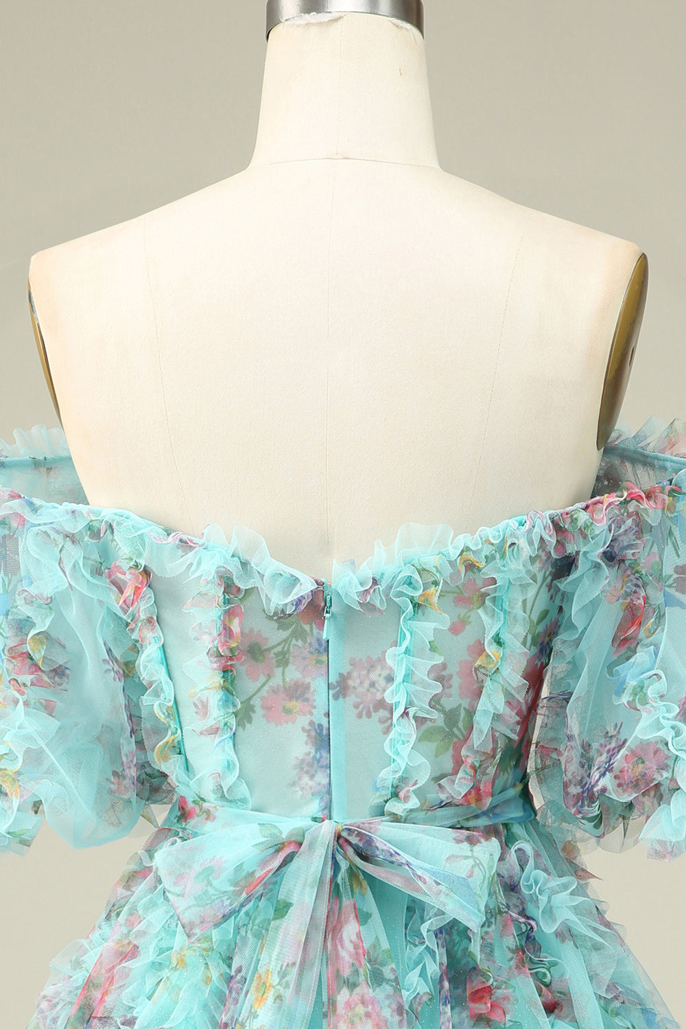 Gorgeous A-Line Off-the-Shoulder Green Tulle Short Homecoming Dress with Short Sleeves