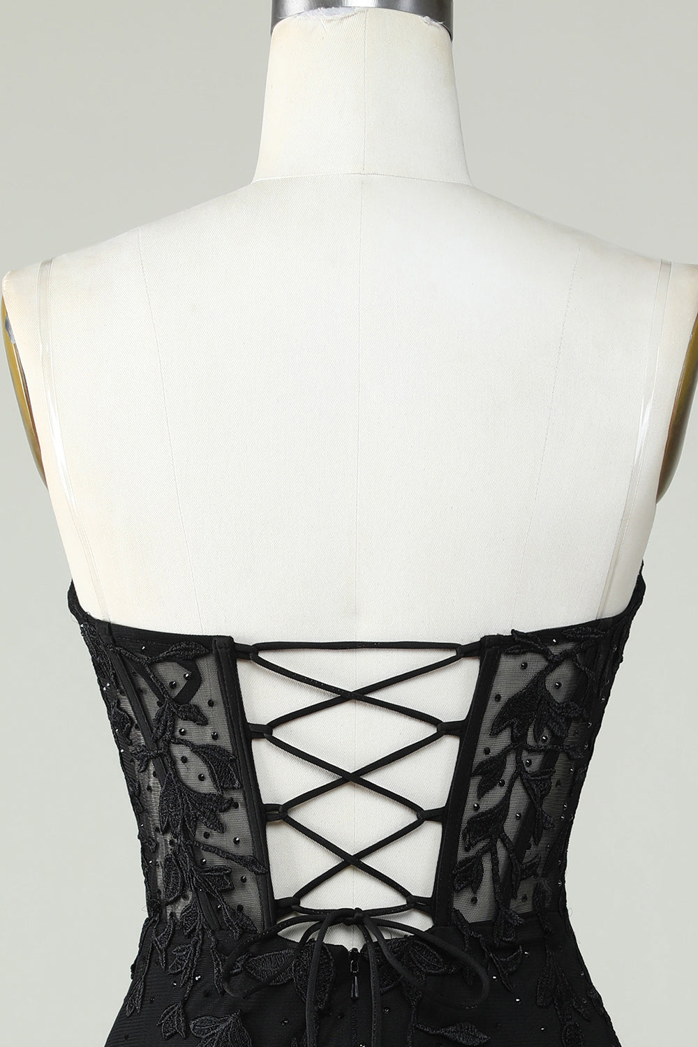 Bodycon Sweetheart Black Corset Short Graduation Dress with Appliques