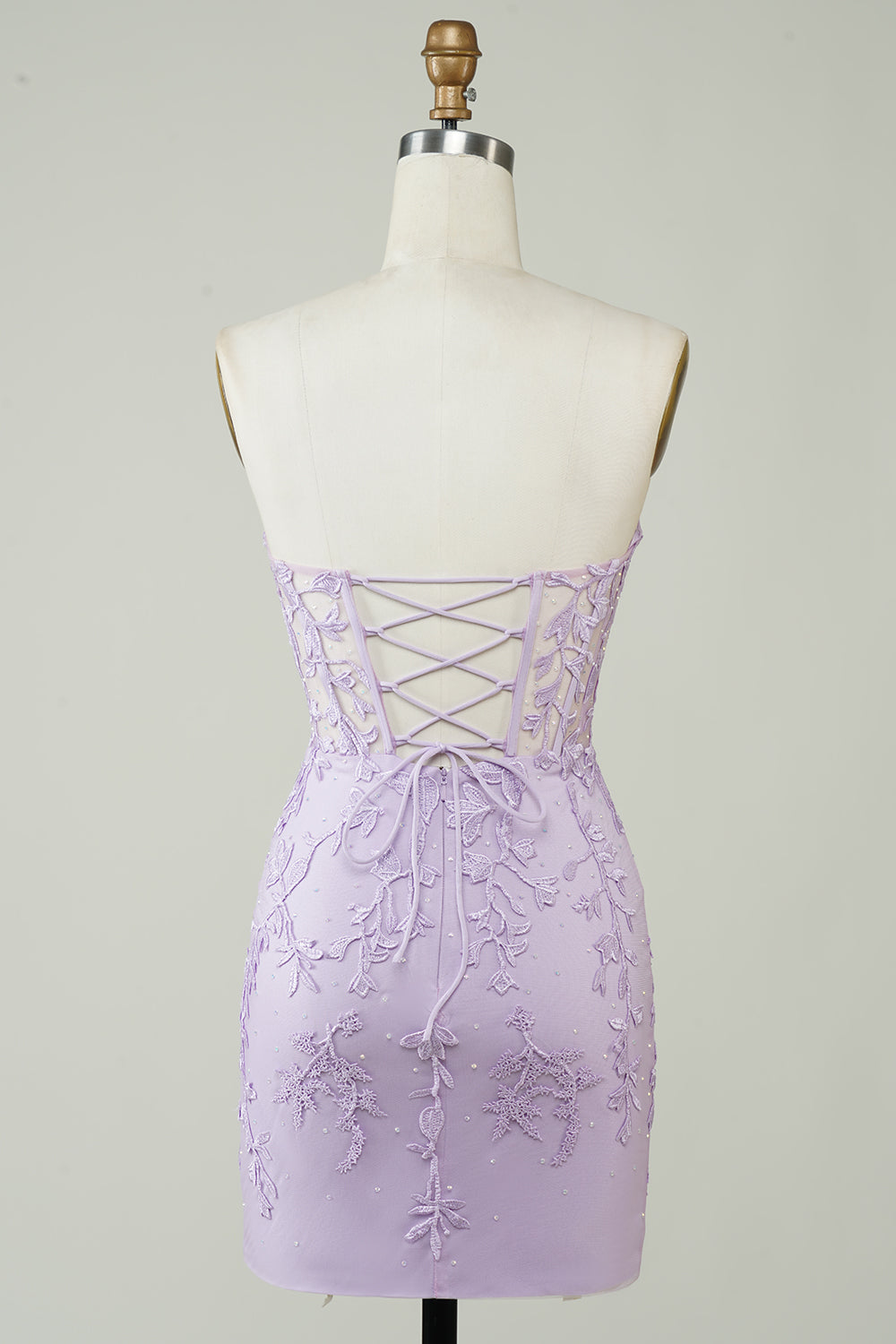 Robe bustier de bal de promo violette moulante ornée d'appliqués, la plus vendue