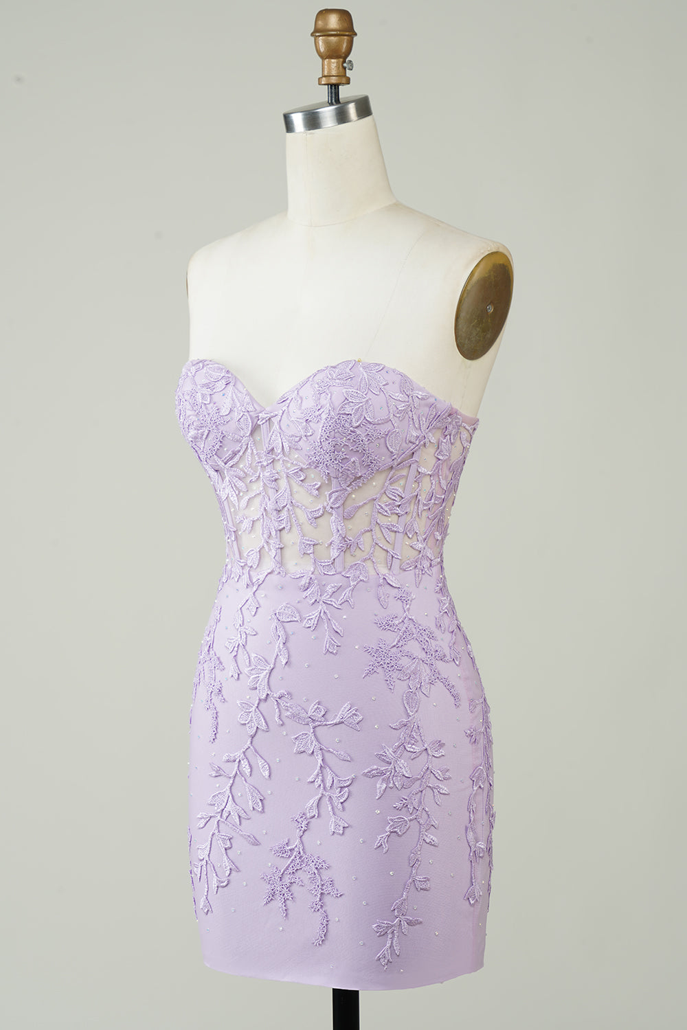 Robe bustier de bal de promo violette moulante ornée d'appliqués, la plus vendue
