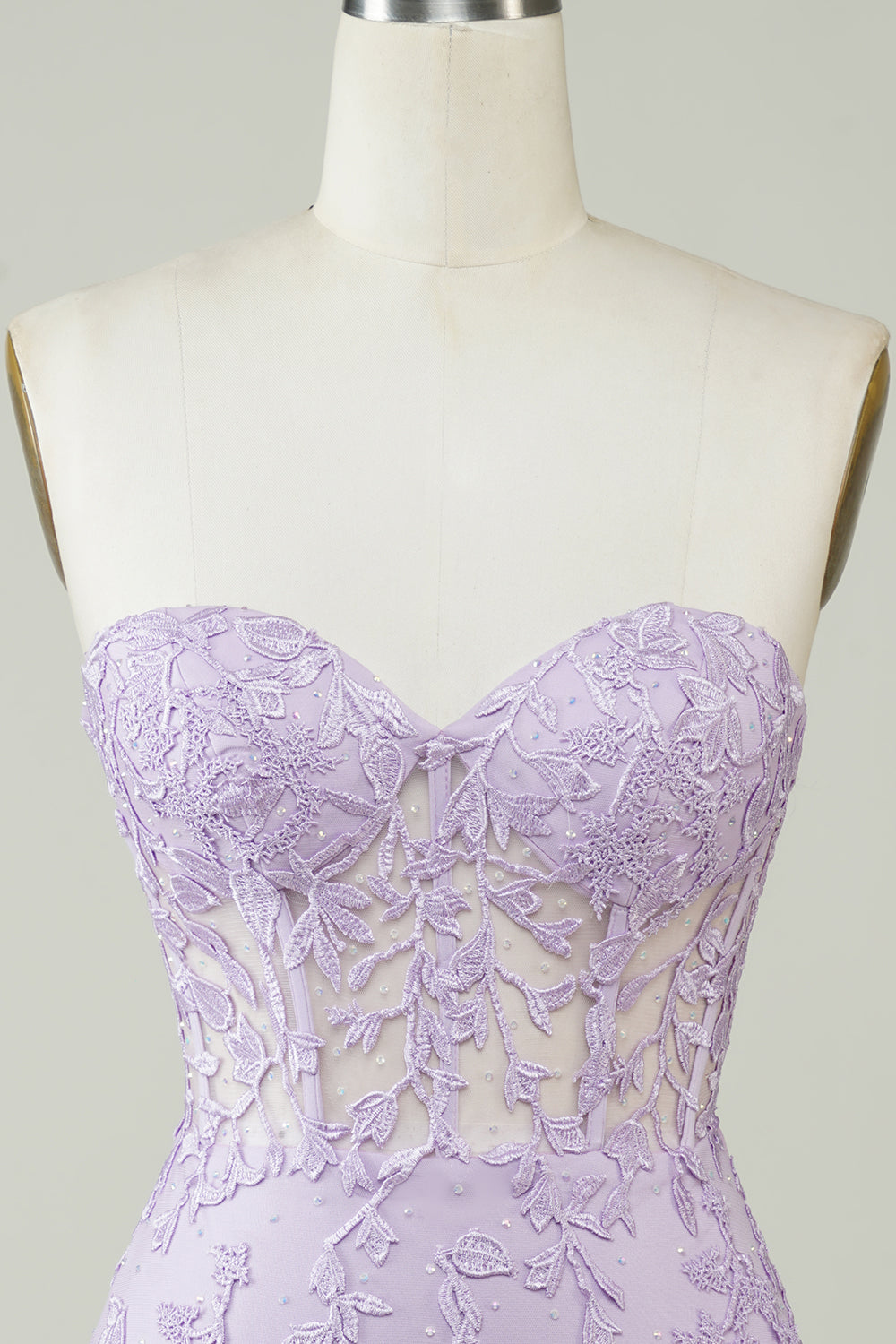 Robe bustier de bal de promo violette moulante ornée d'appliqués, la plus vendue