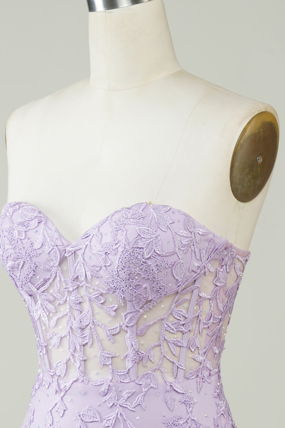Robe bustier de bal de promo violette moulante ornée d'appliqués, la plus vendue