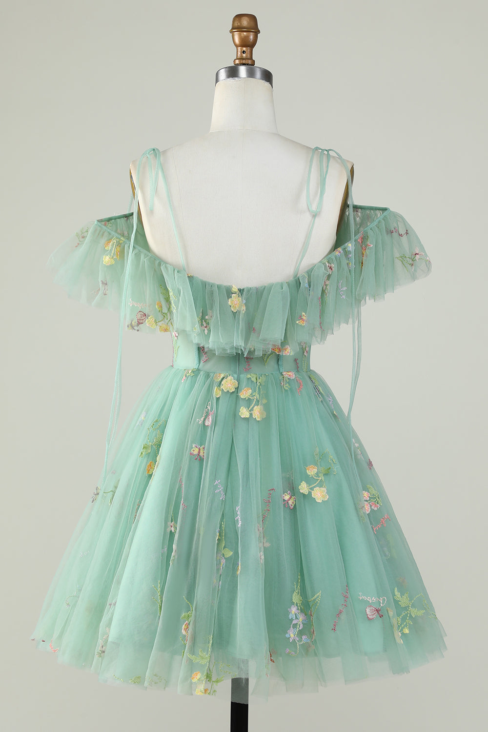 Robe de graduation lavande à épaules dénudées avec corset et volants