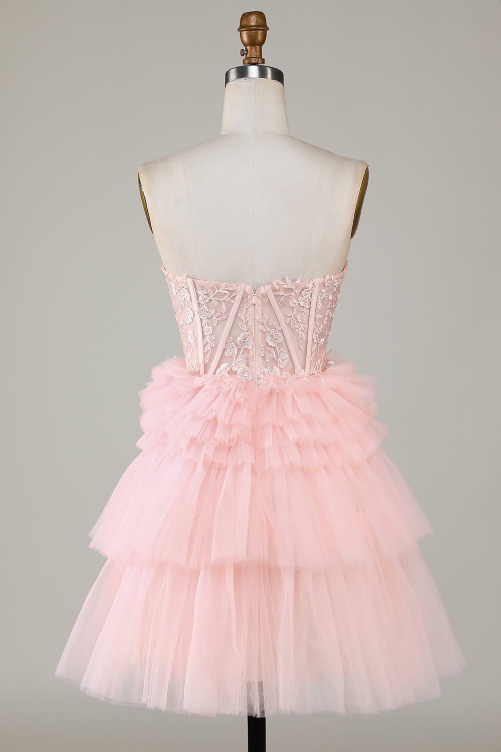 Mignonne robe de bal courte bleue en corset ligne A cœur avec volants