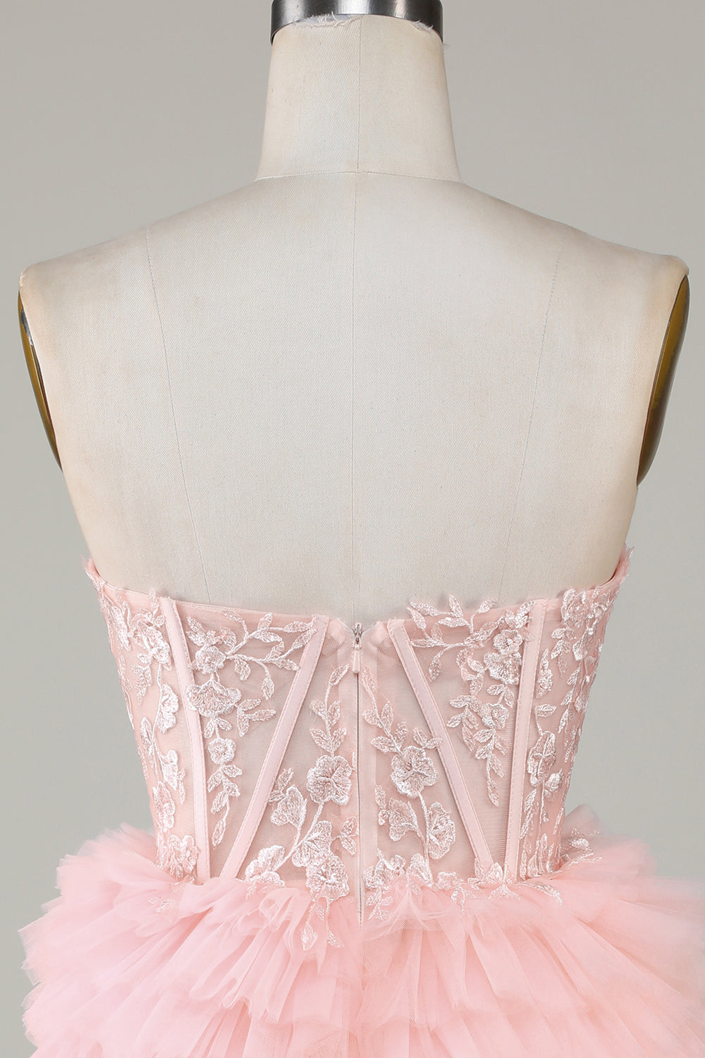 Mignonne robe de bal courte bleue en corset ligne A cœur avec volants