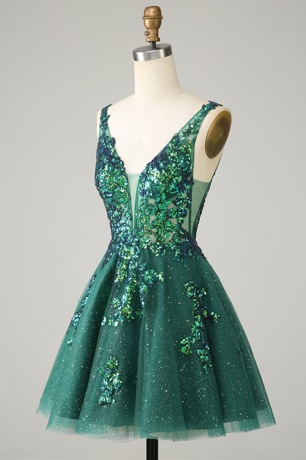 Robe de bal orange trapèze scintillante avec sequins