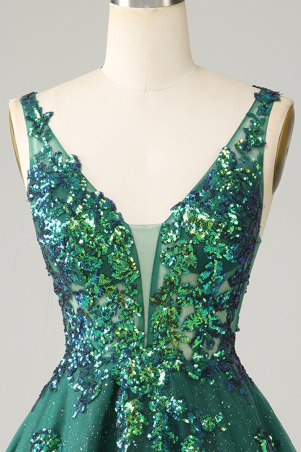 Robe de bal orange trapèze scintillante avec sequins