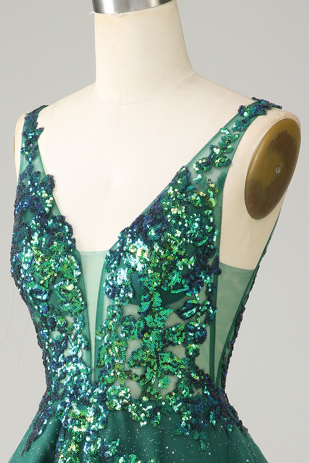 Robe de bal orange trapèze scintillante avec sequins