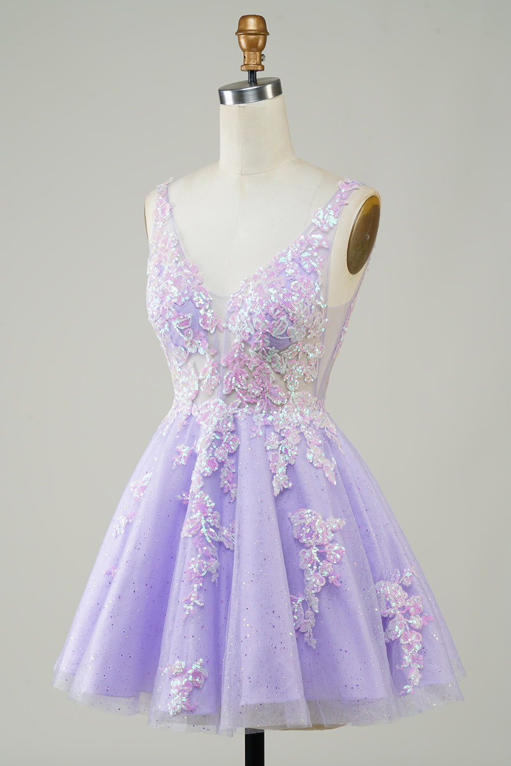 Robe de bal orange trapèze scintillante avec sequins